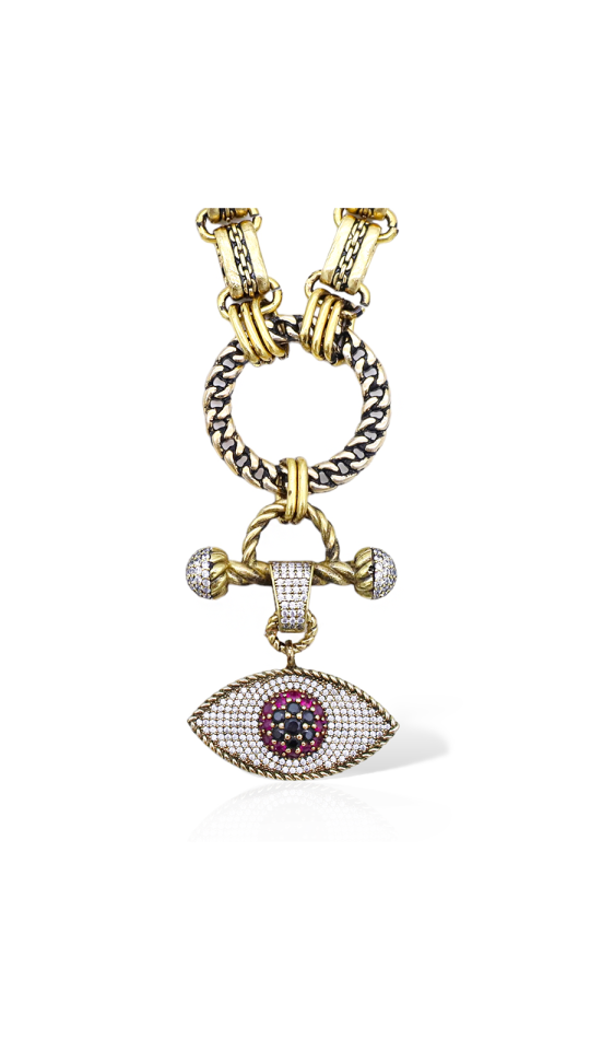 VIOLA ALTIN KAPLAMA GÖZ KOLYE