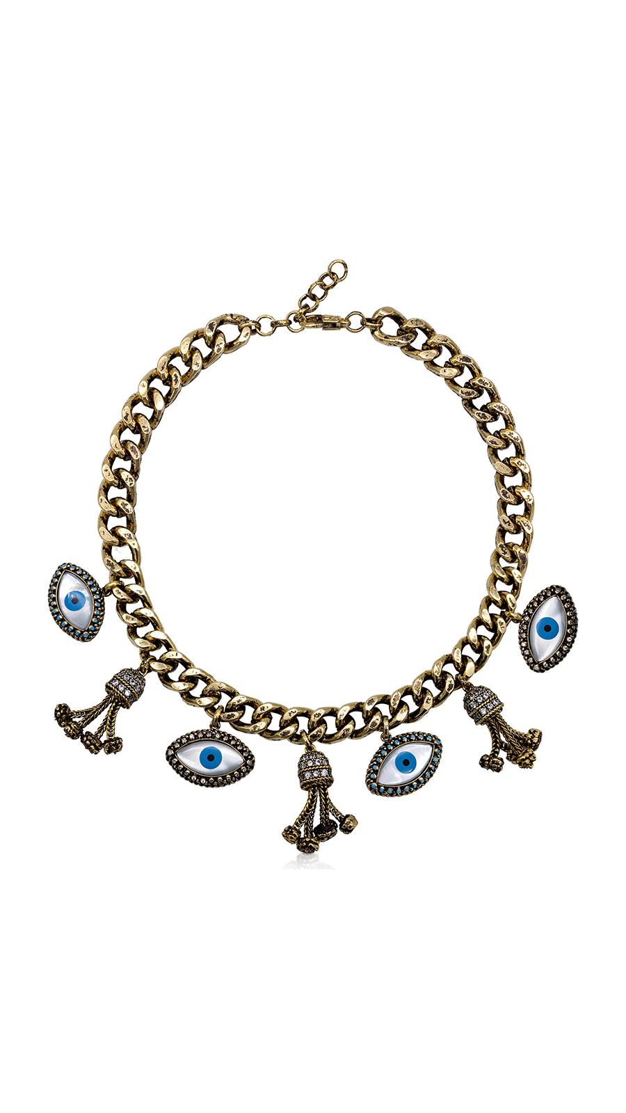 ALTIN KAPLAMA CHARM GÖZ KOLYE