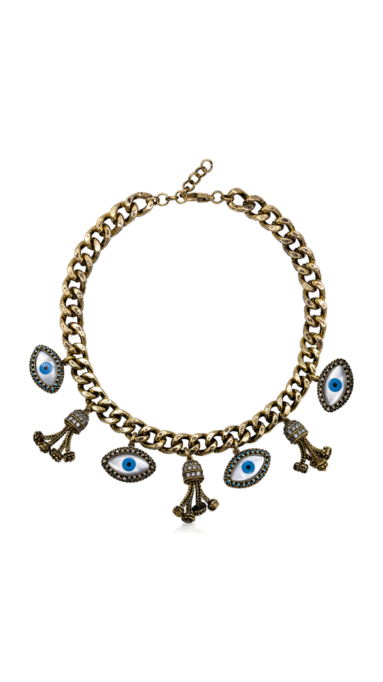 ALTIN KAPLAMA CHARM GÖZ KOLYE