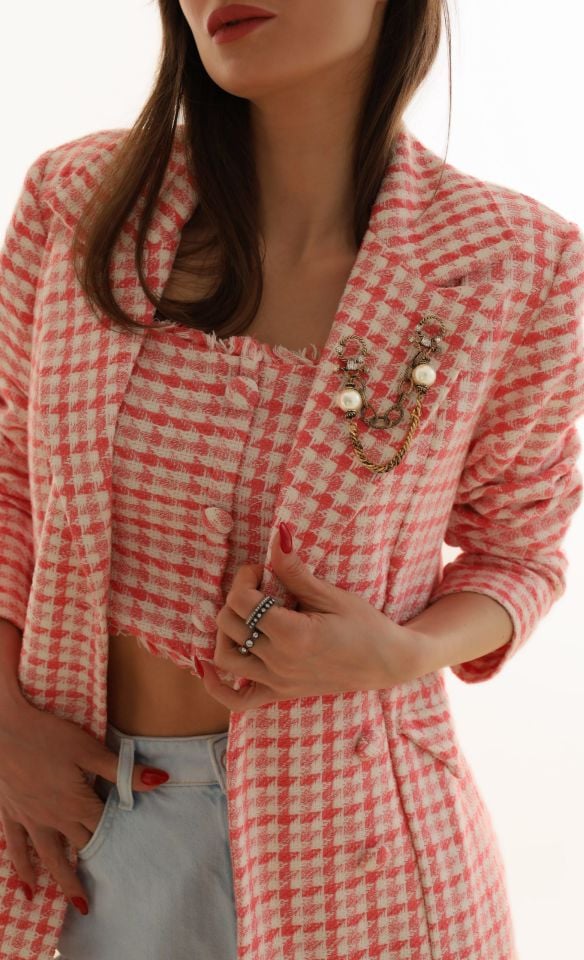 PERLA İNCİLİ ZİNCİR BROŞ