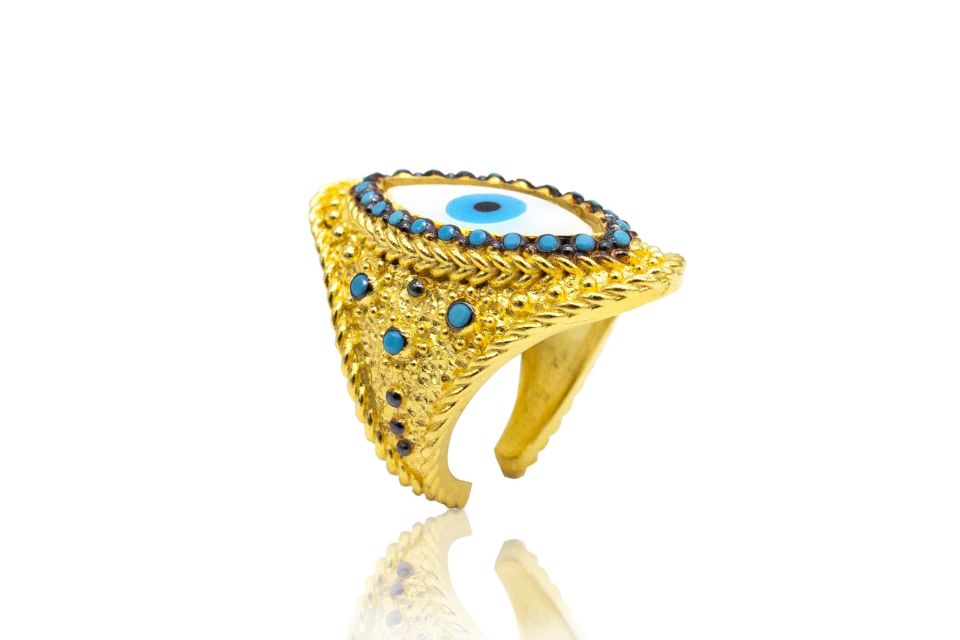 SABRA MAVİ SEDEF TAŞLI ALTIN KAPLAMA YÜZÜK