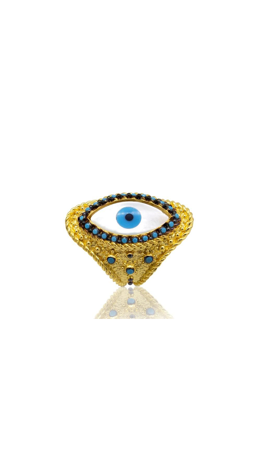 SABRA MAVİ SEDEF TAŞLI ALTIN KAPLAMA YÜZÜK