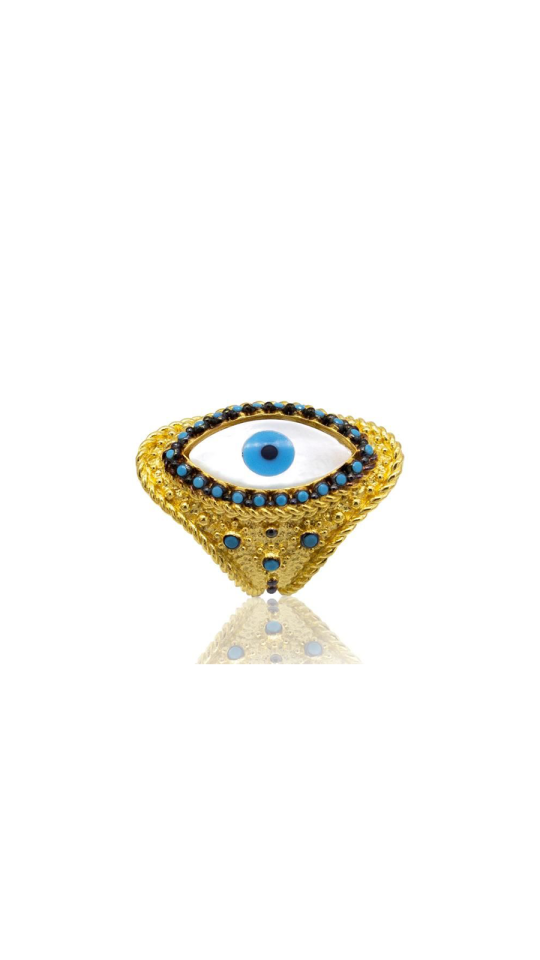 SABRA BLUE PEARL STONE GOLD PLATED RING