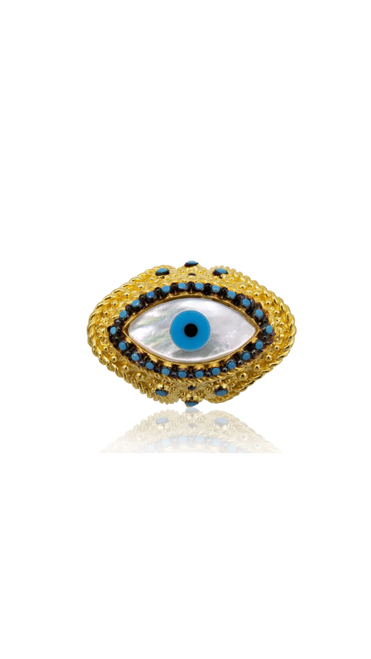 SABRA BLUE PEARL STONE GOLD PLATED RING