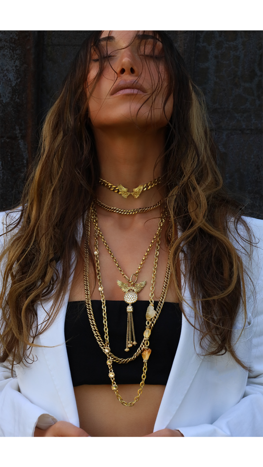 MIAN ANGEL WING CHOKER NECKLACE