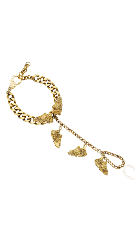 FEATHER GOLD HAND CHAIN BRACELET