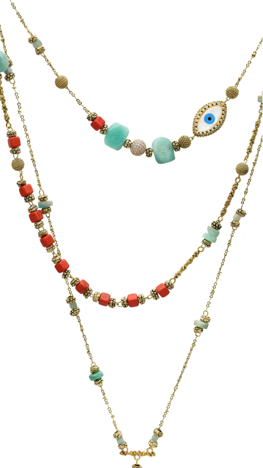 MEZCLADO ÇOKLU ZİNCİR KOLYE