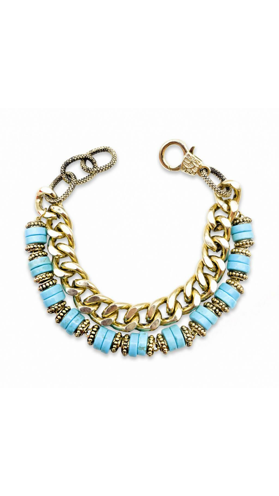 TURCHESE ALTIN KAPLAMA ZİNCİR BİLEKLİK