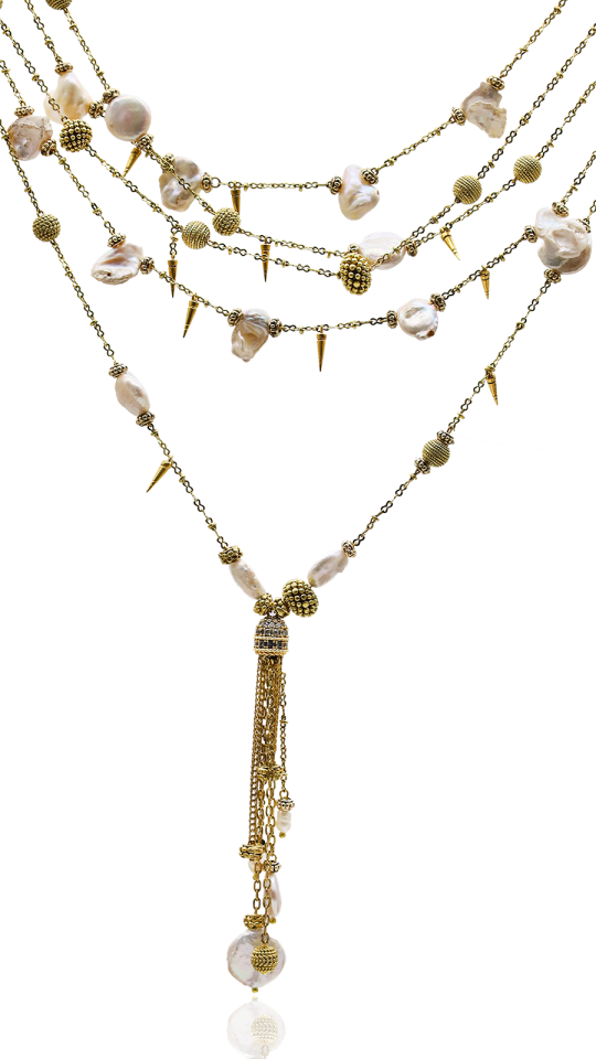 CORAGGIO ALTIN KAPLAMA ÇOKLU KOLYE