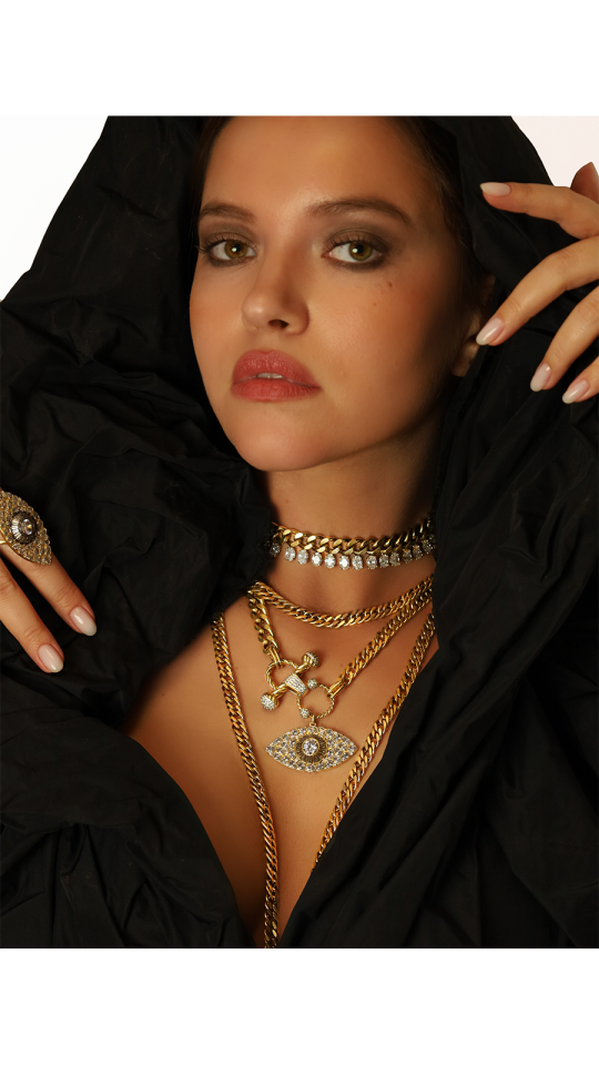 AFRODIT ALTIN KAPLAMA GÖZ KOLYE