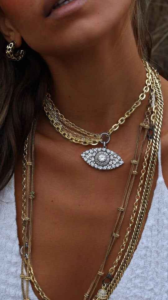 SUADELA ALTIN KAPLAMA GÖZ KOLYE