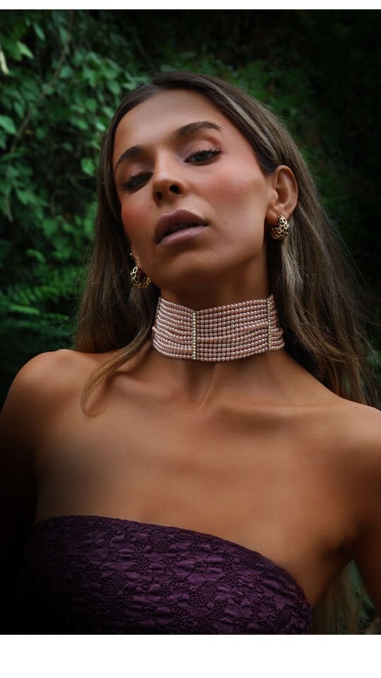 ROSALINE GLOW CHOKER İNCİ KOLYE