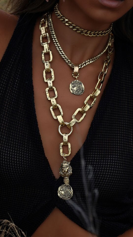 LION KING ALTIN KAPLAMA KOLYE