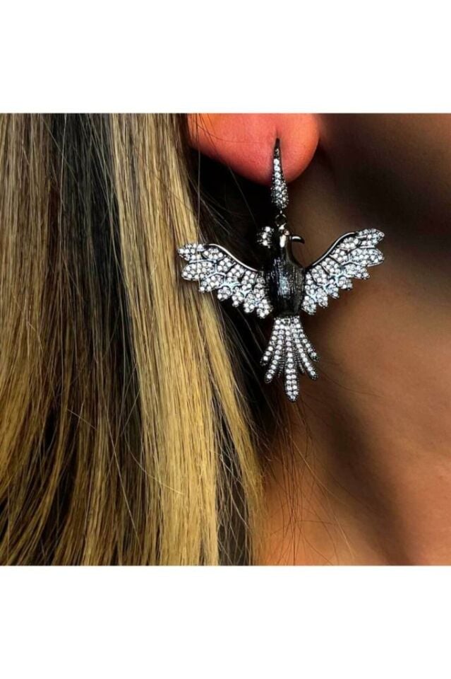 Phoenix Phoenix Zircon Stone Earring - Black