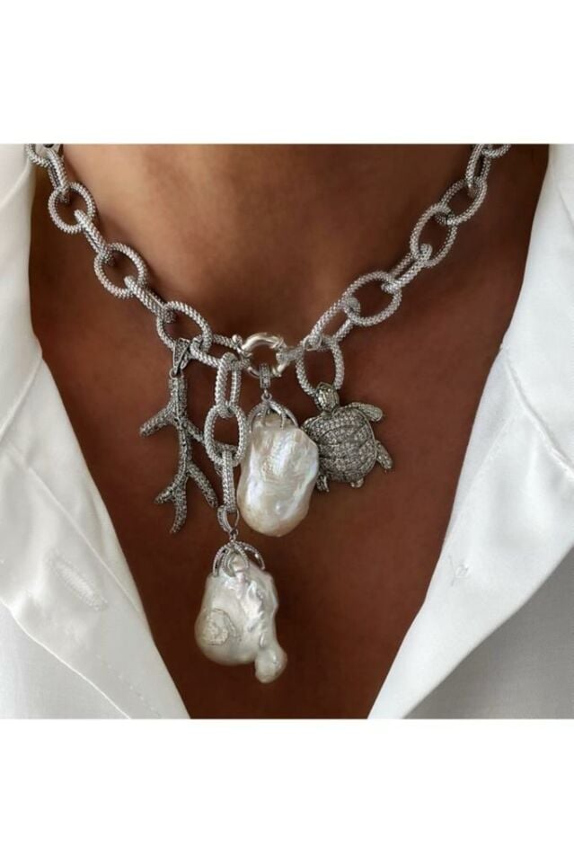 Themis Baroque Pearl 925 Sterling Silver Necklace