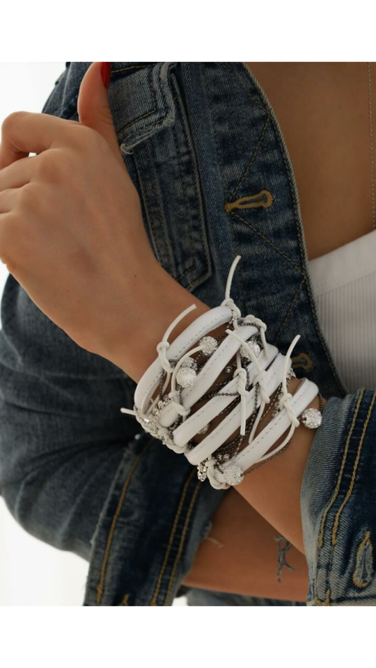 LUCI WHITE LEATHER BRACELET