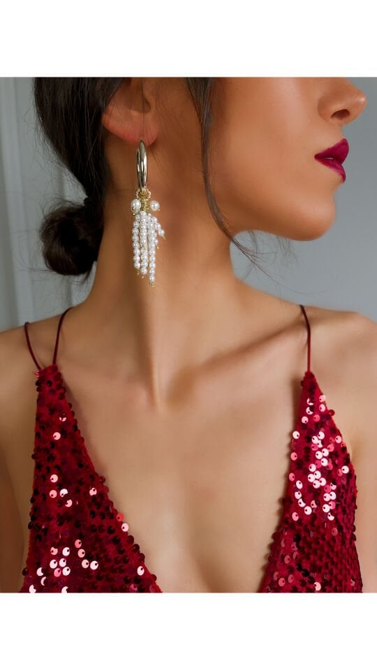 SALKIM 22 AYAR İNCİ KÜPE