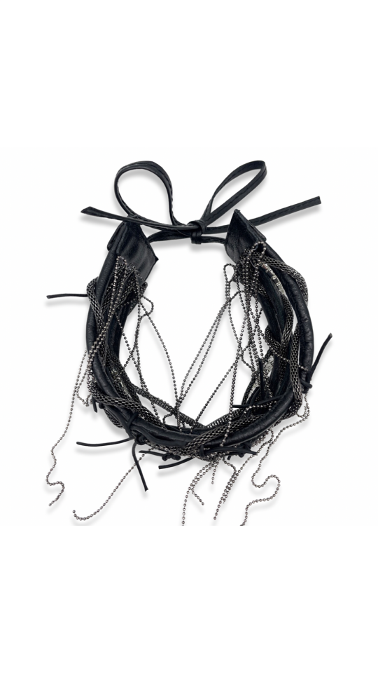 MARCASITE LEATHER NECKLACE